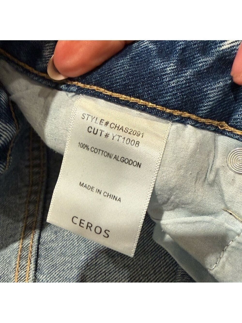 CEROS Distressed Straight Leg Jeans Size 28 Light Wash 100% Cotton - Picture 3 of 9